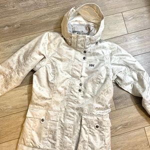 Helly Hansen Winter Ski Jacket Coat White Damask